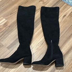 Sam Edelman Black Over the Knee Boots with Streamlined Silhouette